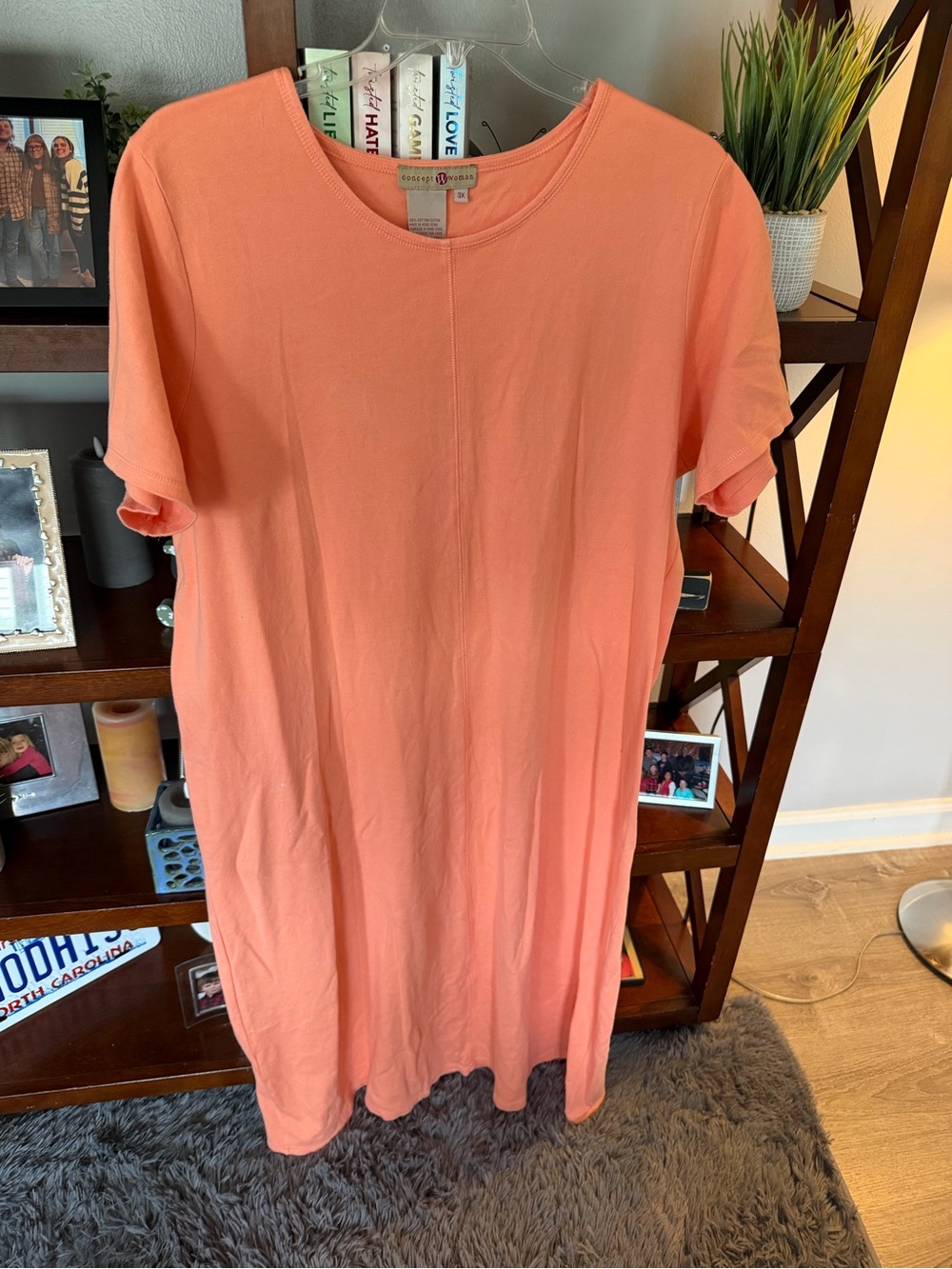 Everyday Coral Midi T-Shirt Dress - Comfort Fit Size 3X